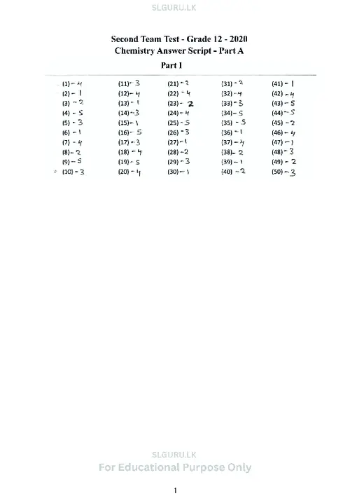 Grade 12 Chemistry Second Term 2020 North Western Province Answers (EM) thumbnail